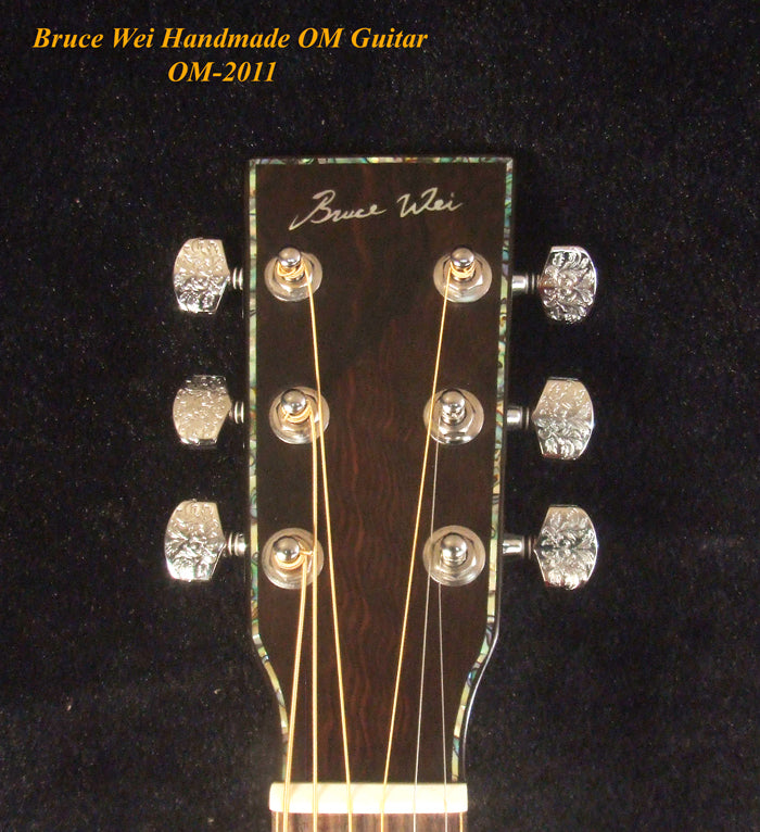 Handmade OM Cutaway Acoustic Guitar, Solid Indian Rosewood, Mop Inlay, Soft-Bag, Bruce Wei (2011)