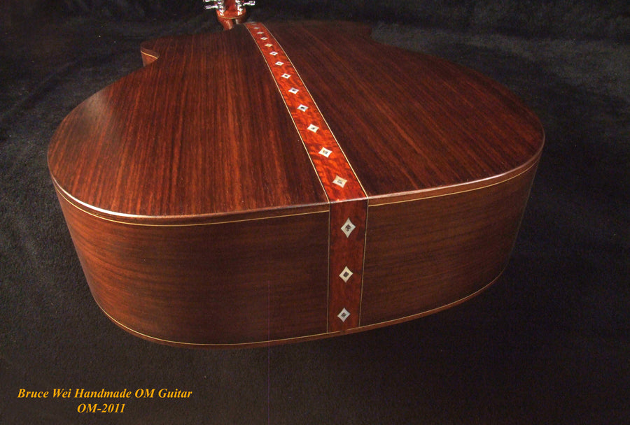 Handmade OM Cutaway Acoustic Guitar, Solid Indian Rosewood, Mop Inlay, Soft-Bag, Bruce Wei (2011)