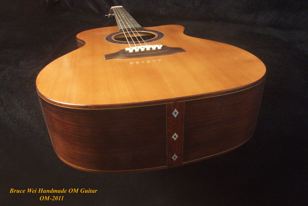 Handmade OM Cutaway Acoustic Guitar, Solid Indian Rosewood, Mop Inlay, Soft-Bag, Bruce Wei (2011)