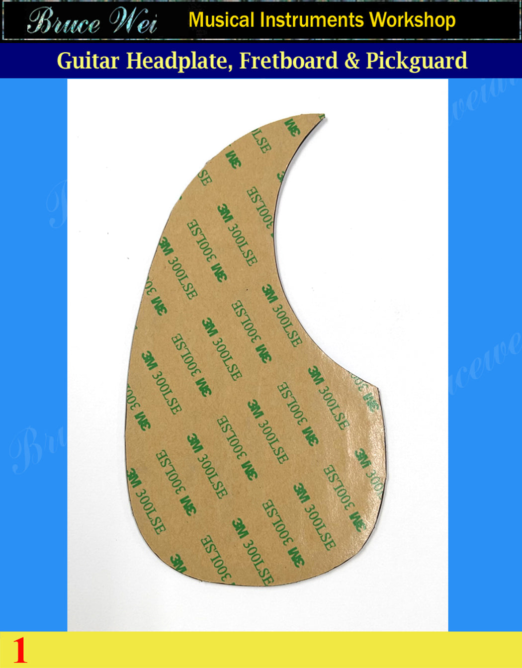 Guitar Rosewood Headplate, Pickguard & Fretted Fretboard, Abalone Inlay, Bruce Wei ( 1 )