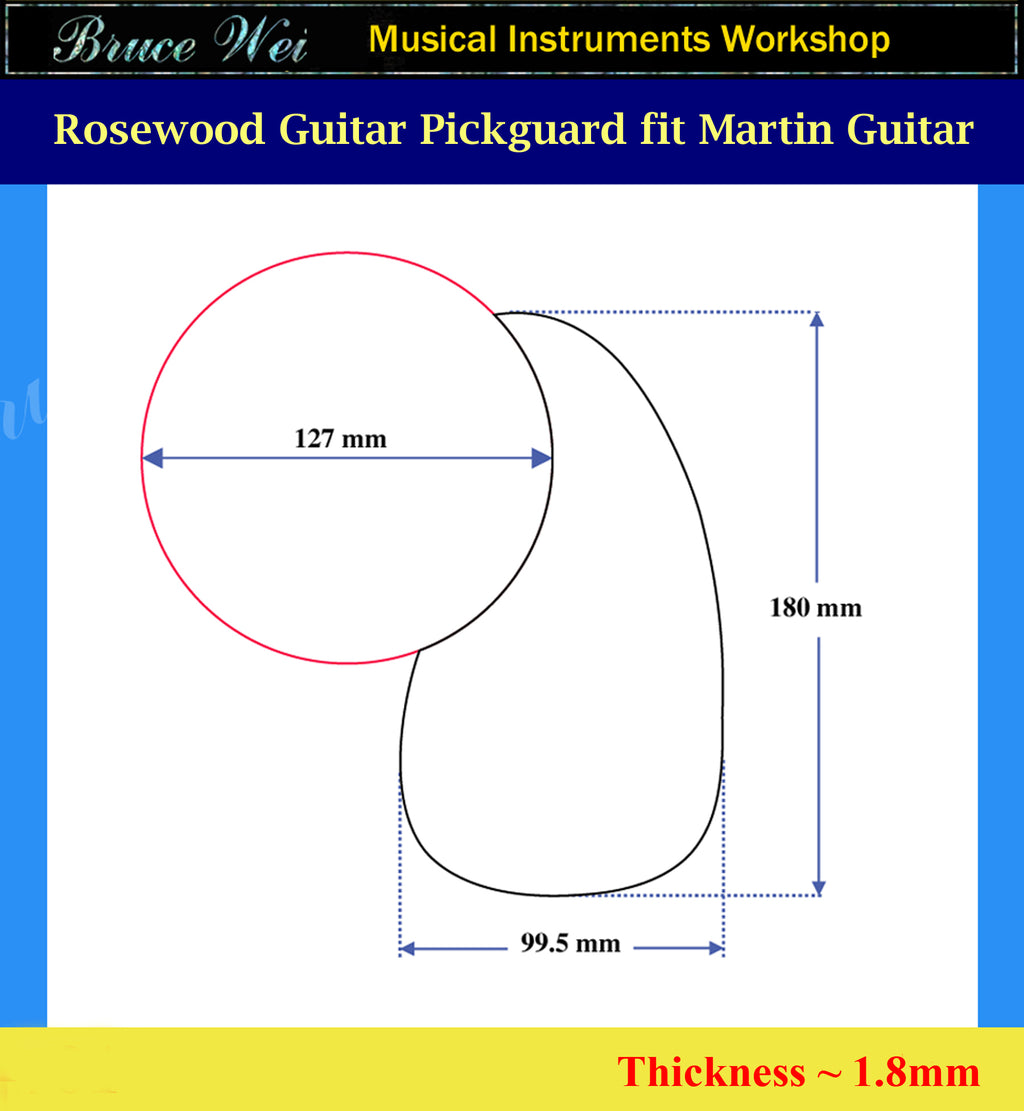 Fit Martin MA5 style, Rosewood Guitar Pickguard, Abalone Inlay, Bruce Wei ( 696 )