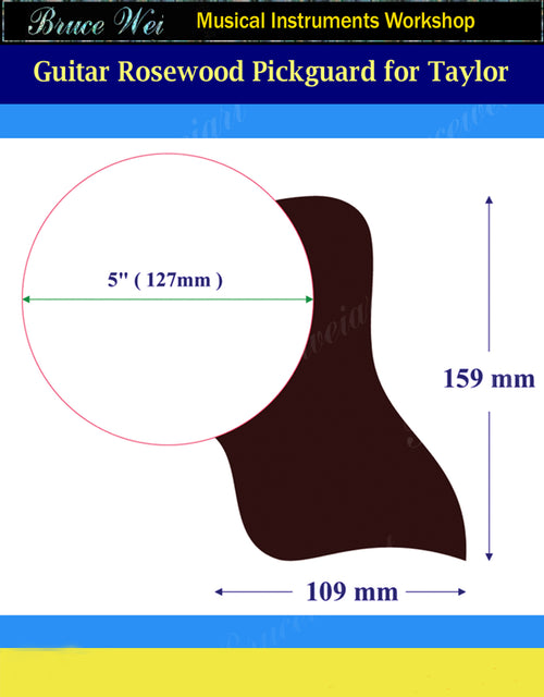 Fit 5" Rosette, Taylor 517e, Guitar Pickguard, Solid Indian Rosewood, Abalone inlay, Bruce Wei (798)