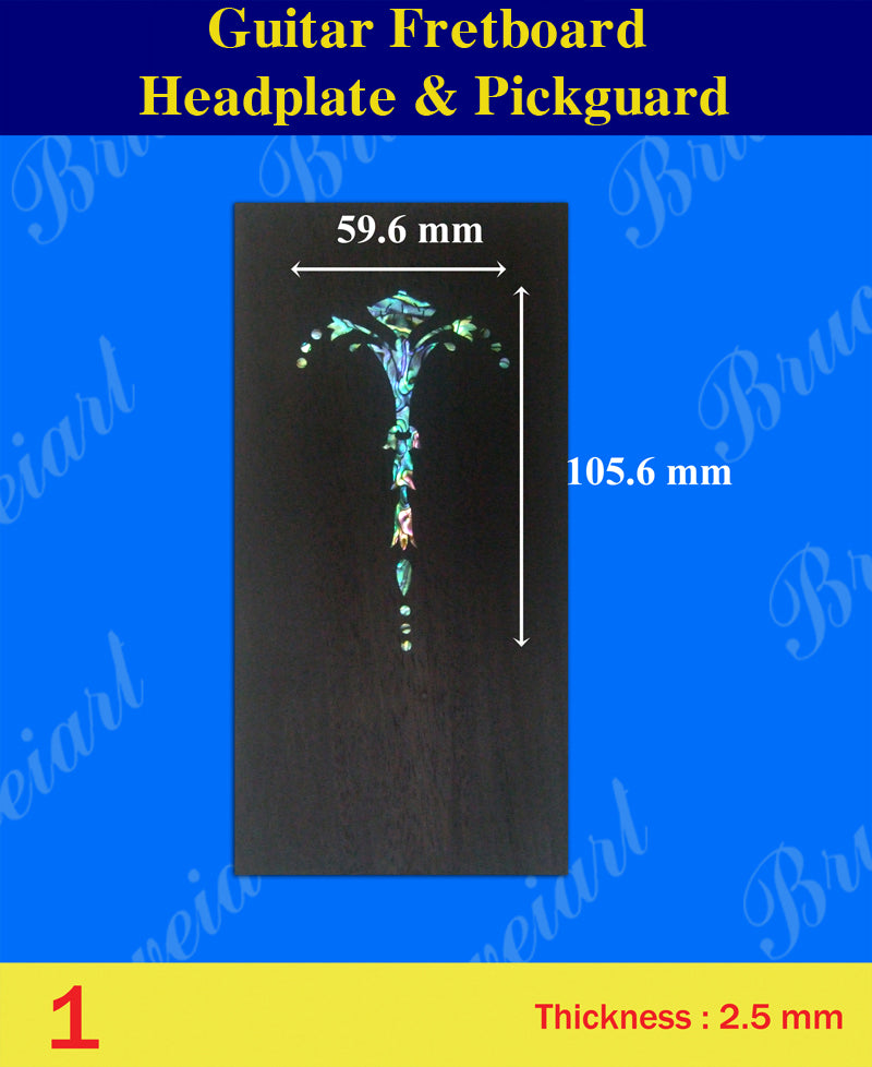 Guitar Rosewood Headplate, Pickguard & Fretted Fretboard, Abalone Inlay, Bruce Wei ( 1 )