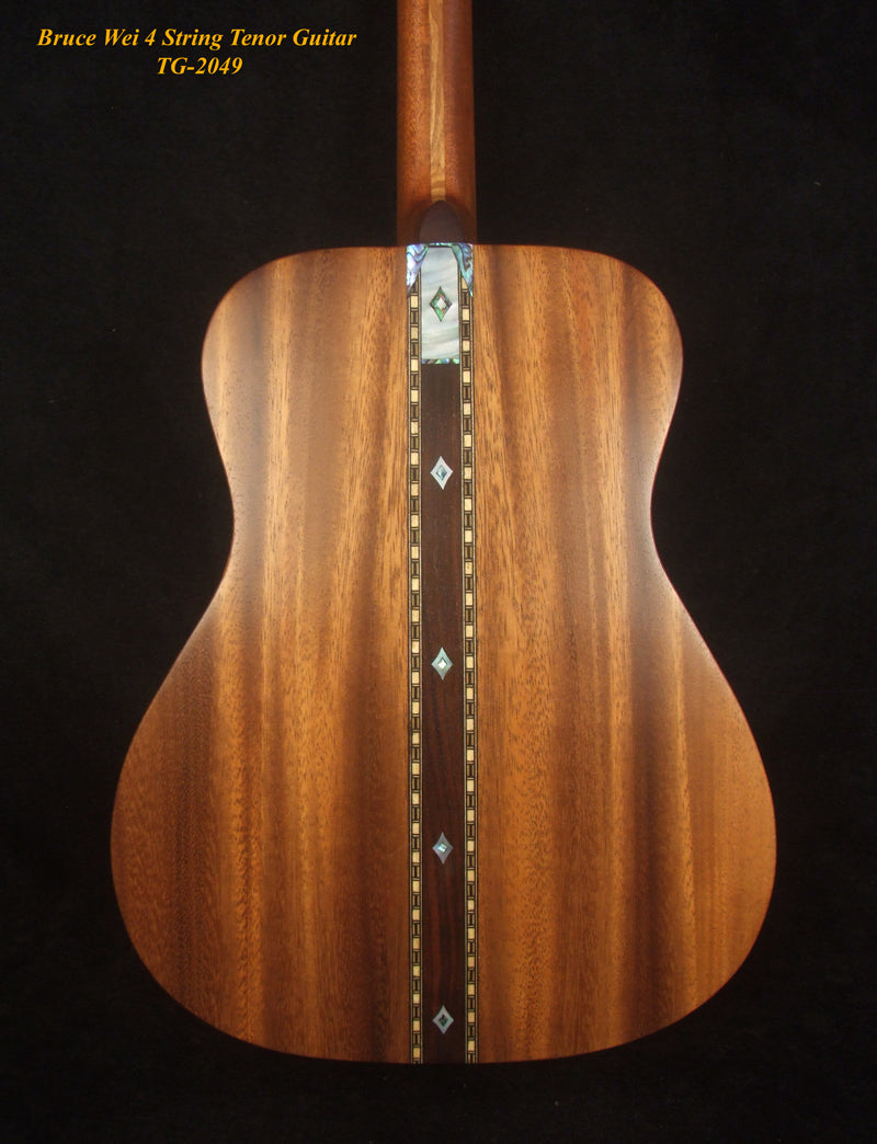 Handmade 4 String Tenor Guitar Solid Acacia, MOP Vine Inlay, Soft-bag Bruce Wei TG-2049