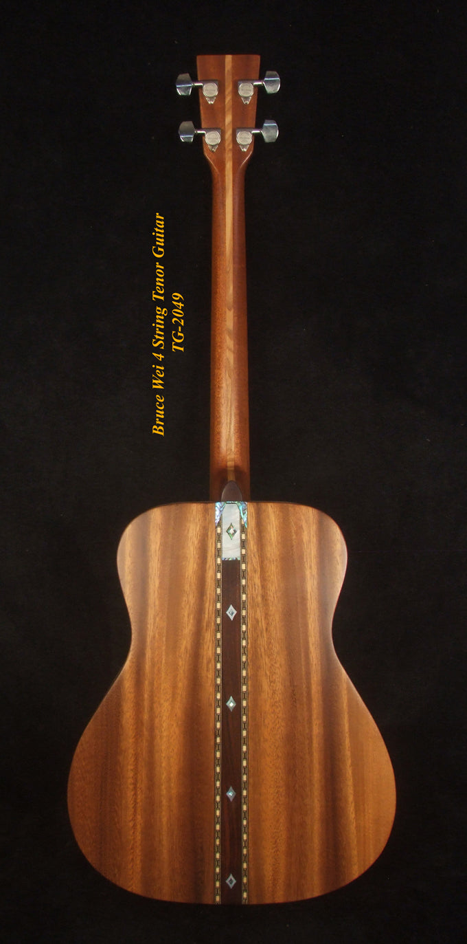 Handmade 4 String Tenor Guitar Solid Acacia, MOP Vine Inlay, Soft-bag Bruce Wei TG-2049