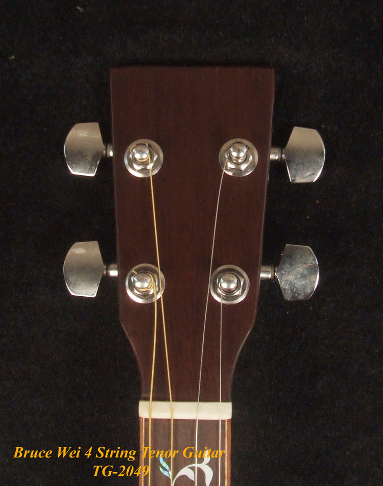 Handmade 4 String Tenor Guitar Solid Acacia, MOP Vine Inlay, Soft-bag Bruce Wei TG-2049