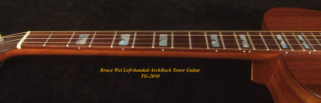 Handmade Left-Handed 4 String Tenor Guitar, Solid Mahogany ARCH-BACK , Mop Block Inlay, Soft-bag, Bruce Wei TG-2050