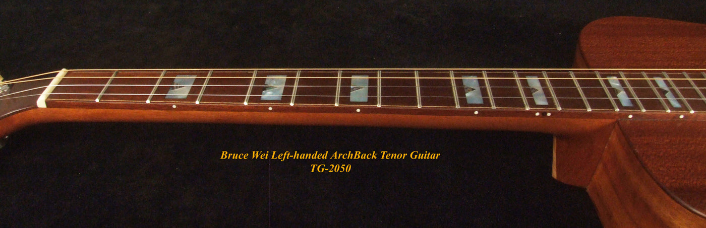 Handmade Left-Handed 4 String Tenor Guitar, Solid Mahogany ARCH-BACK , Mop Block Inlay, Soft-bag, Bruce Wei TG-2050