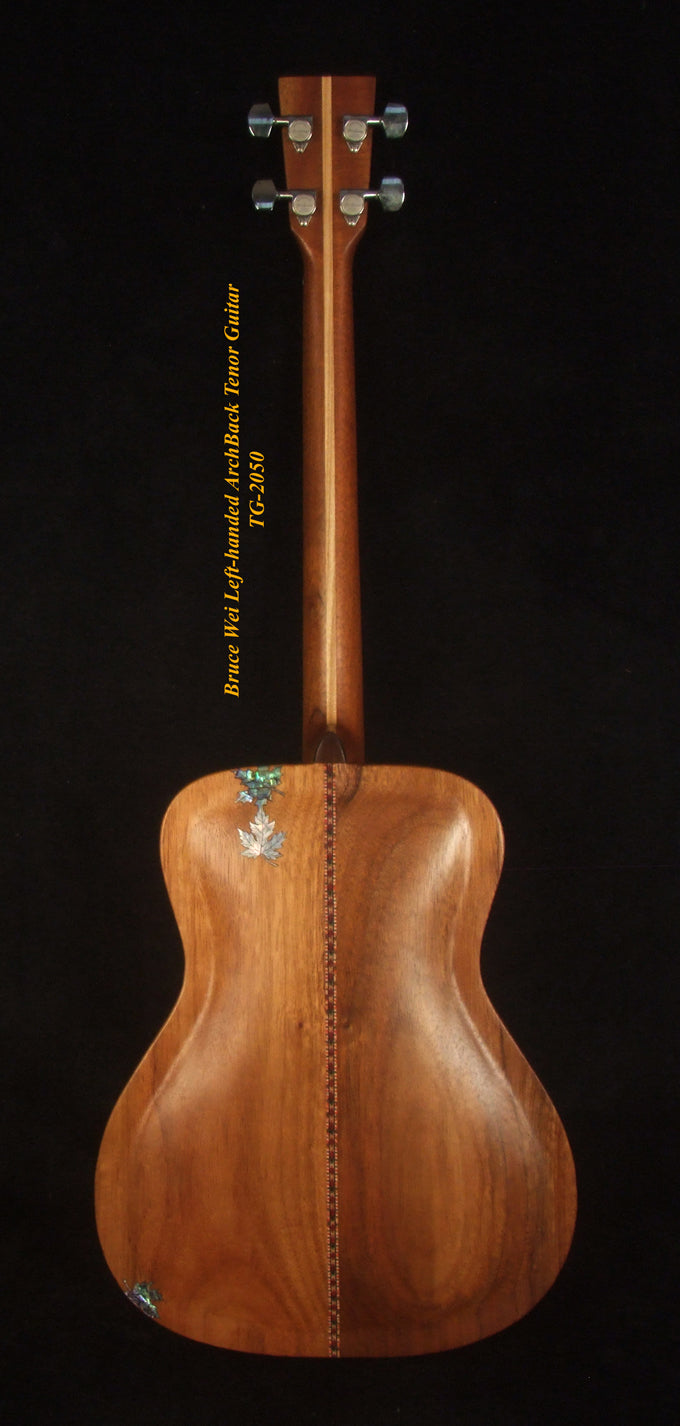 Handmade Left-Handed 4 String Tenor Guitar, Solid Mahogany ARCH-BACK , Mop Block Inlay, Soft-bag, Bruce Wei TG-2050