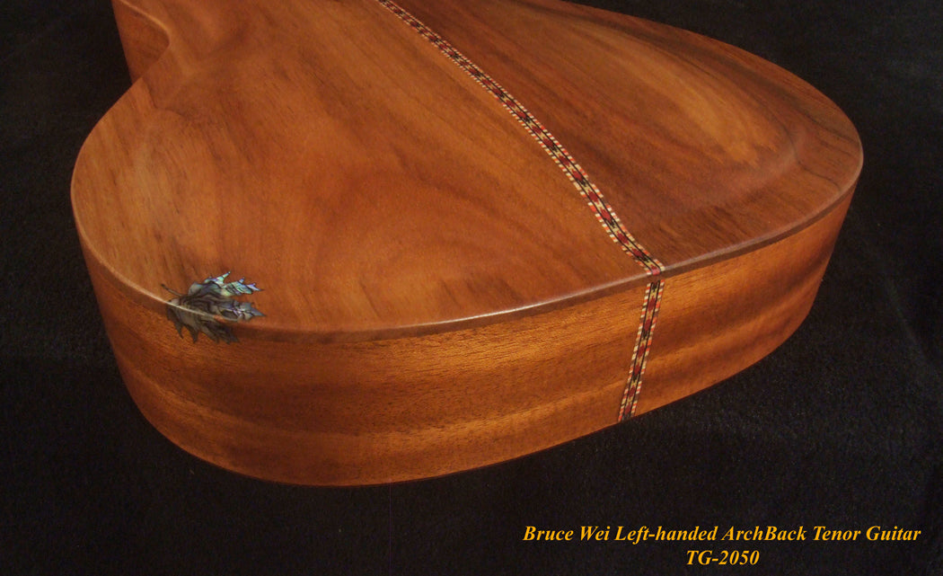 Handmade Left-Handed 4 String Tenor Guitar, Solid Mahogany ARCH-BACK , Mop Block Inlay, Soft-bag, Bruce Wei TG-2050
