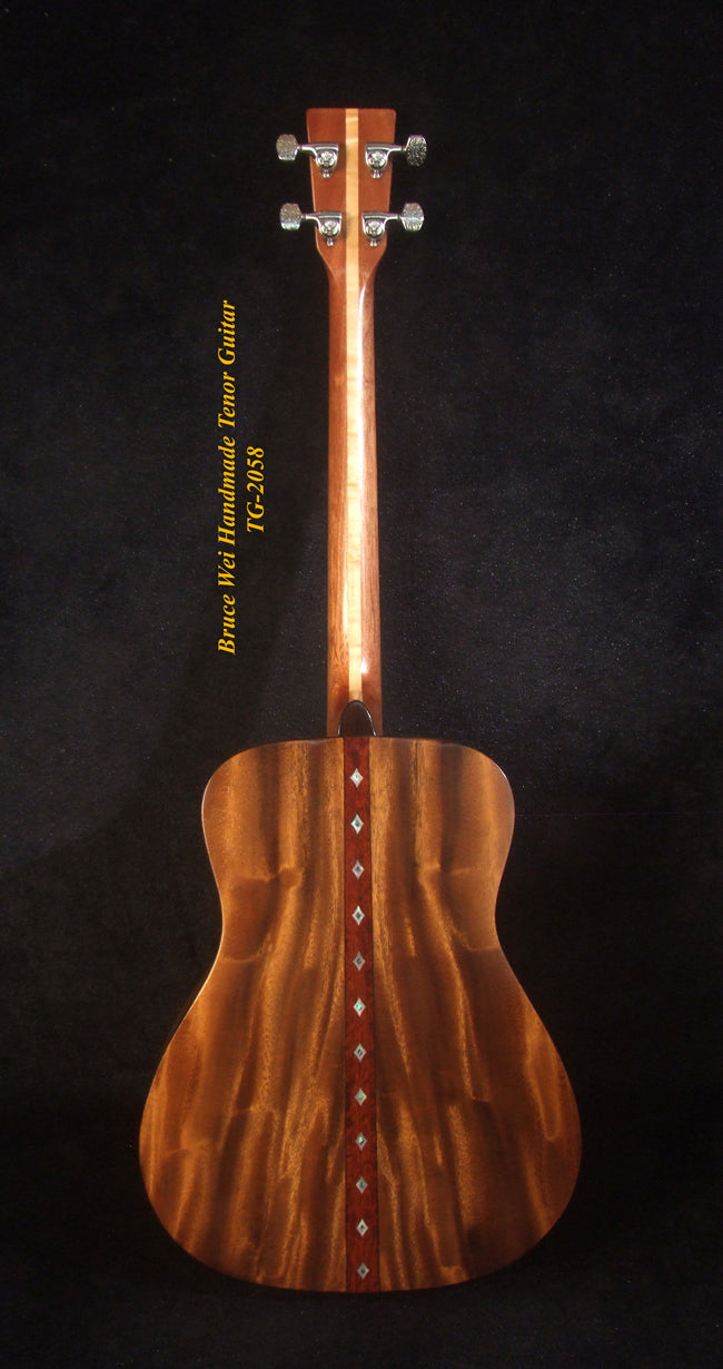 Handmade 4 String Tenor Guitar Solid Acacia, Angel, Dove Inlay, Soft-bag Bruce Wei TG-2058
