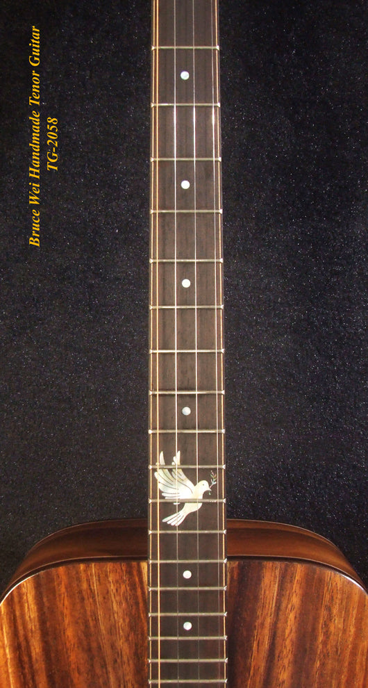 Handmade 4 String Tenor Guitar Solid Acacia, Angel, Dove Inlay, Soft-bag Bruce Wei TG-2058