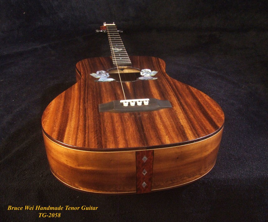 Handmade 4 String Tenor Guitar Solid Acacia, Angel, Dove Inlay, Soft-bag Bruce Wei TG-2058