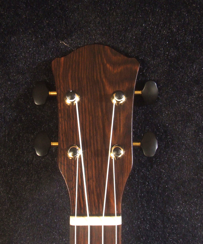 Handcrafted Tenor Ukulele, Carved ARCHBACK Solid Curly Acacia, Mahogany, Floral Inlay, Soft-bag, Bruce Wei UAC17-2046