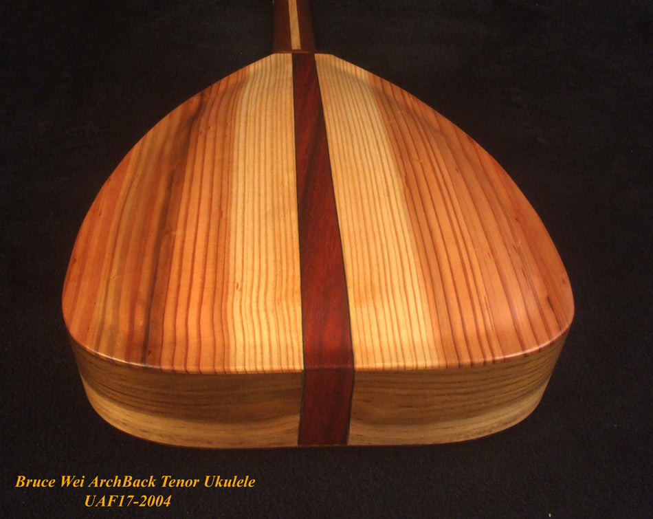 Handcrafted Tenor Ukulele, Solid Acacia, Taiwania Arch-Back, The Islands Soundhole, Turtle Inlay, Soft-bag, Bruce Wei UAF17-2004