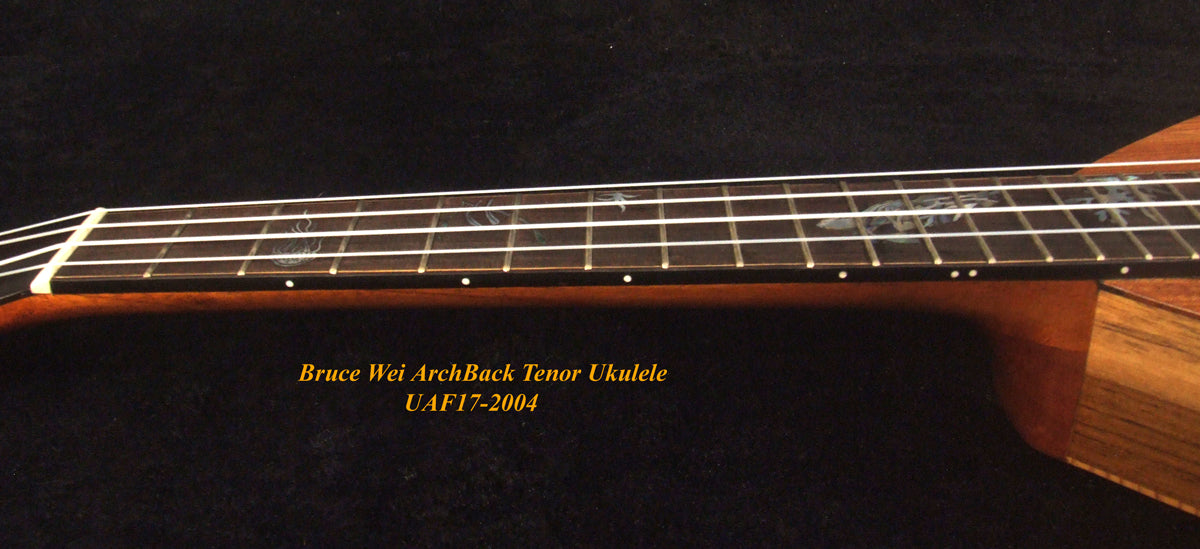 Handcrafted Tenor Ukulele, Solid Acacia, Taiwania Arch-Back, The Islands Soundhole, Turtle Inlay, Soft-bag, Bruce Wei UAF17-2004