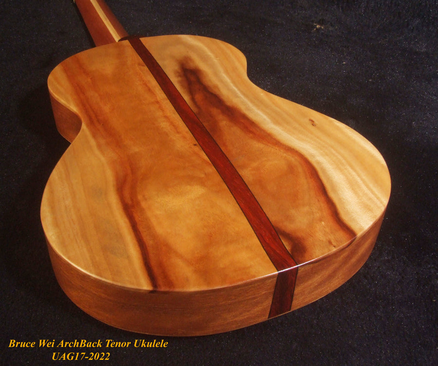 Handmade Tenor Ukulele, Solid Spruce, Taiwania Arch-Back, The Islands Soundhole Abalone inlay, Soft-bag, Bruce Wei UAG17-2022