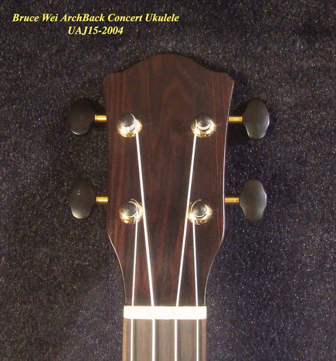 Handmade Solid Spalted Maple, Walnut Mahogany ArchBack Concert Ukulele, Koi Fish Inlay, Soft-bag, Bruce Wei UAJ15-2004