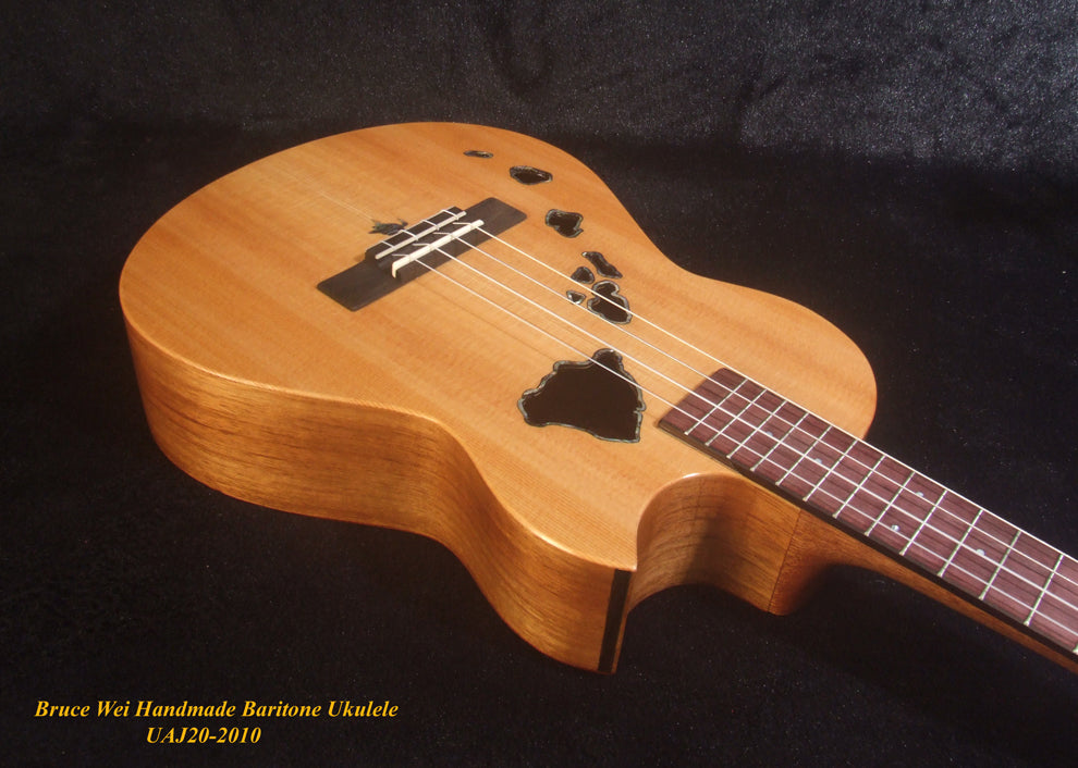 Handcrafted Cutaway Baritone Ukulele, Solid Spruce, Curly Rosewood, The Islands Soundhole, Soft-bag, Bruce Wei UAJ20-2010