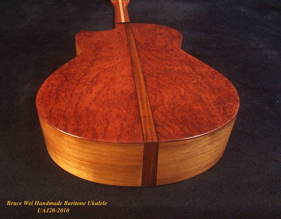 Handcrafted Cutaway Baritone Ukulele, Solid Spruce, Curly Rosewood, The Islands Soundhole, Soft-bag, Bruce Wei UAJ20-2010