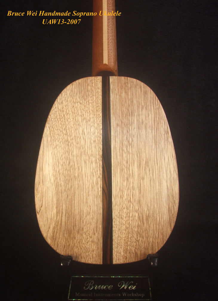 Handmade Soprano Ukulele, Solid Spruce, Mahogany Archback Pineapple, Soft-bag, Bruce Wei UAW13-2007