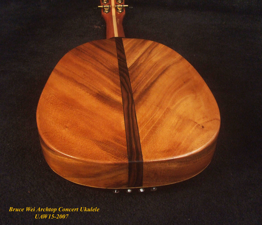 Handmade Pineapple Concert Ukulele, Solid Spruce, Acacia, Archtop, Archback, Soft-bag, Bruce Wei UAW15-2007
