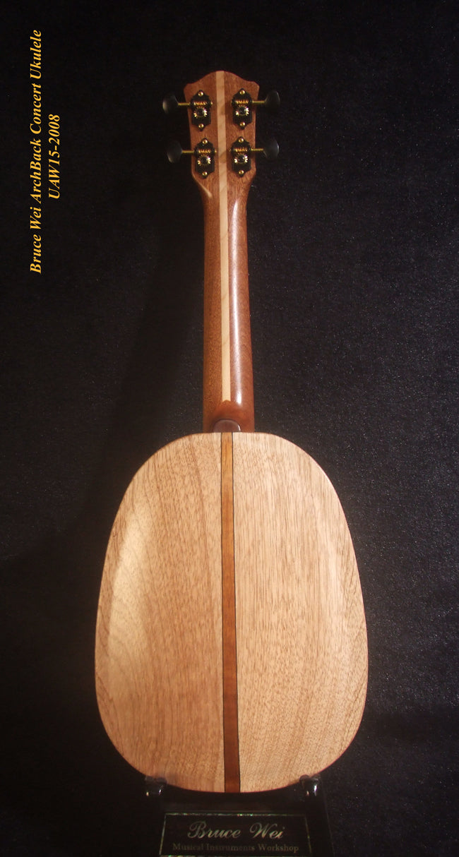 Handmade Pineapple Concert Ukulele, Solid Spruce, Mahogany, Archtop, Archback, Soft-bag, Bruce Wei UAW15-2008