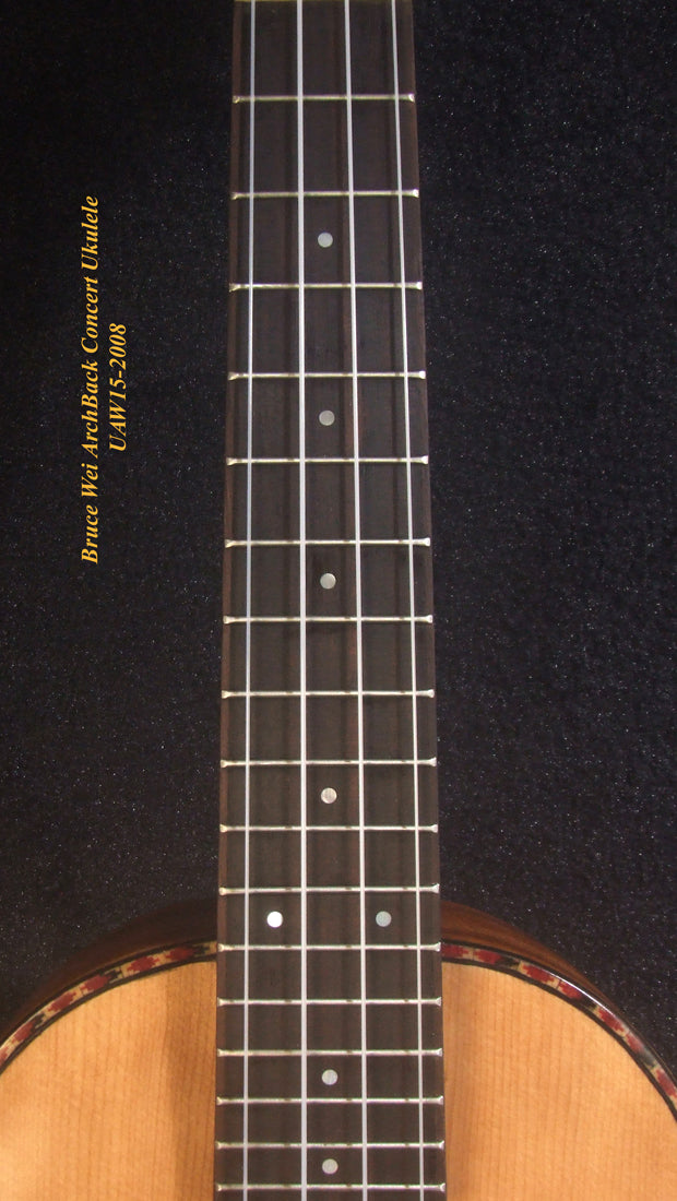Handmade Pineapple Concert Ukulele, Solid Spruce, Mahogany, Archtop, Archback, Soft-bag, Bruce Wei UAW15-2008