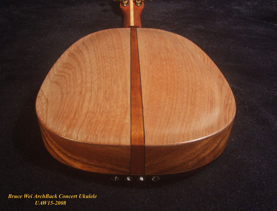 Handmade Pineapple Concert Ukulele, Solid Spruce, Mahogany, Archtop, Archback, Soft-bag, Bruce Wei UAW15-2008