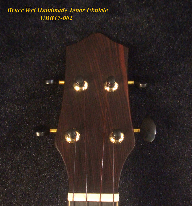 Handmade Thin Body Bowl Back Style Tenor Ukulele, Spruce, Mahogany, HummingBird, Vine Inlay, Soft-bag, Bruce Wei UBB17-002