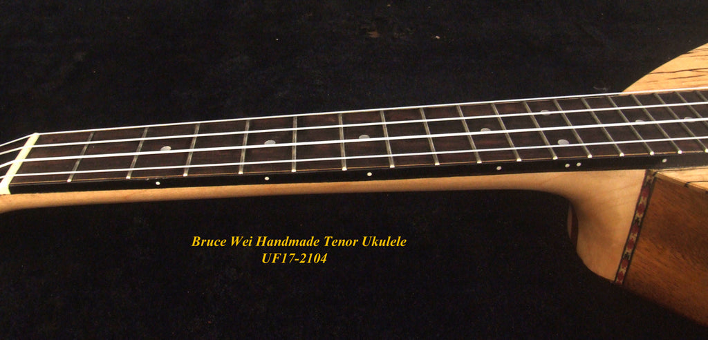 Handmade Tenor Ukulele, Solid Spalted Maple & Acacia, The Islands Soundhole, Turtle Inlay, Soft-bag, Bruce Wei UF17-2104