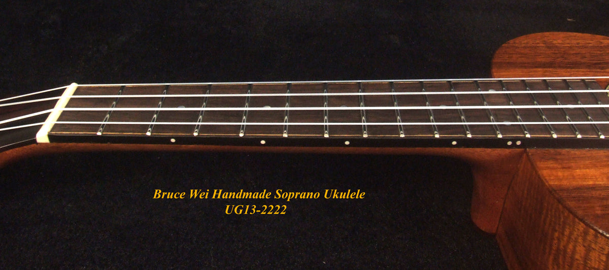 Handmade Soprano Ukulele, Solid Hawaiian Koa, Birdseye Maple, Soft-bag, Bruce Wei UG13-2222