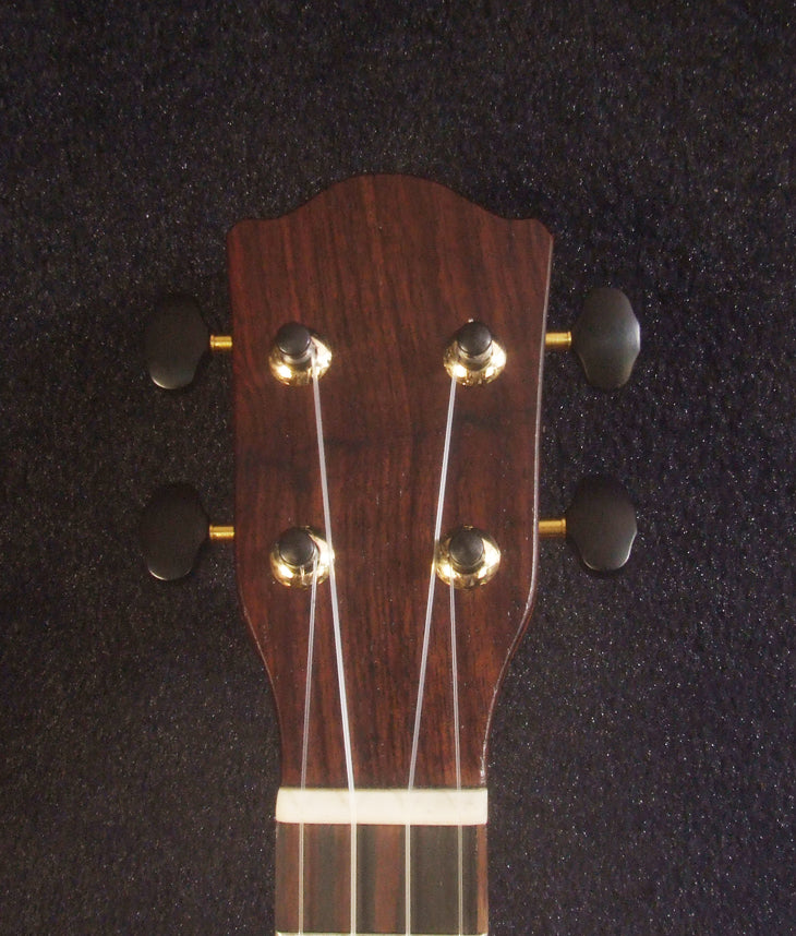 Handmade Soprano Ukulele, Solid Hawaiian Koa, Hibiscus Inlay, Soft-bag, Bruce Wei UG13-2236