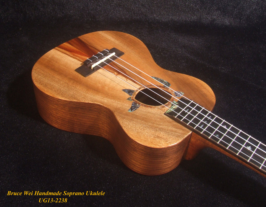Handmade Soprano Ukulele, Solid Taiwania, Rosewood, Turtle Soundhole, Soft-bag, Bruce Wei UG13-2238