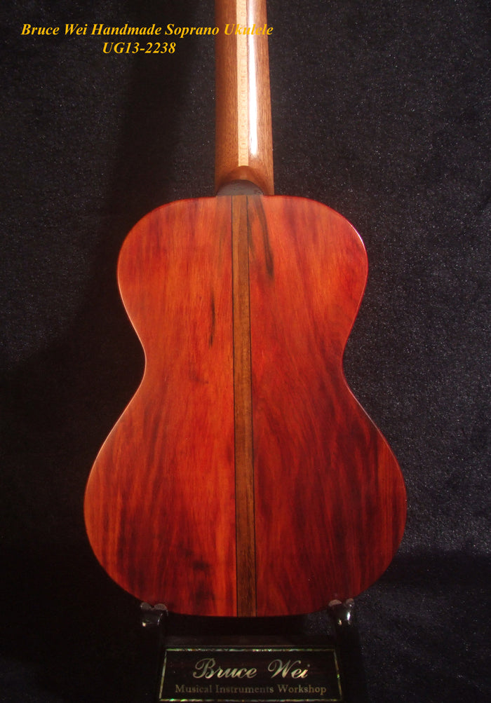 Handmade Soprano Ukulele, Solid Taiwania, Rosewood, Turtle Soundhole, Soft-bag, Bruce Wei UG13-2238