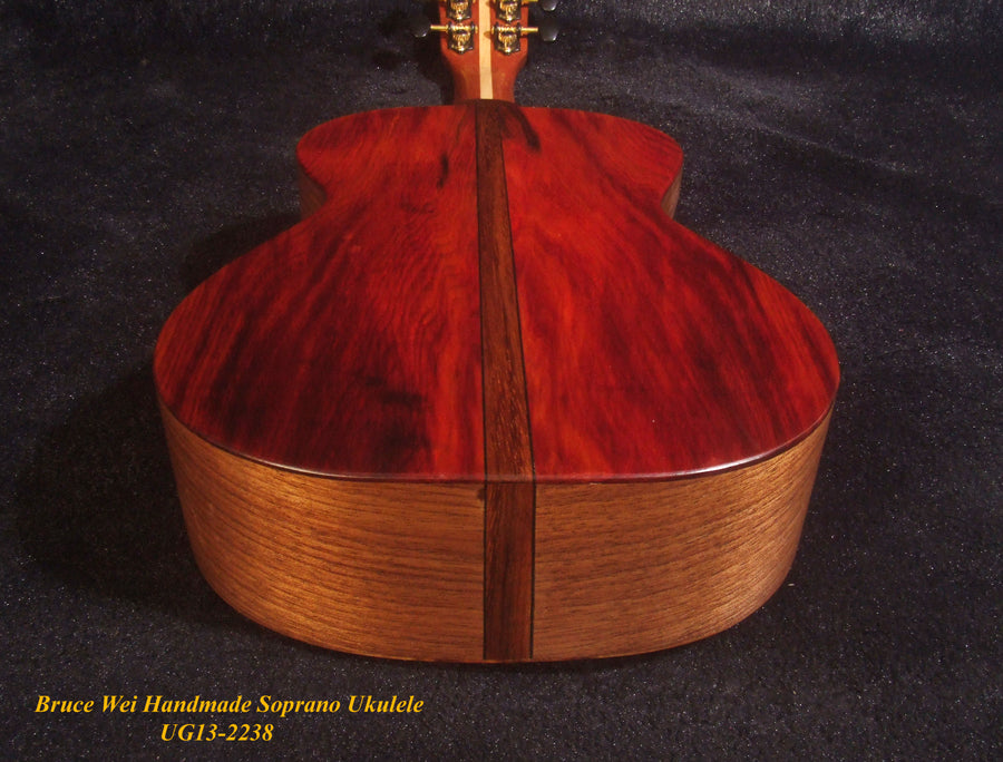 Handmade Soprano Ukulele, Solid Taiwania, Rosewood, Turtle Soundhole, Soft-bag, Bruce Wei UG13-2238