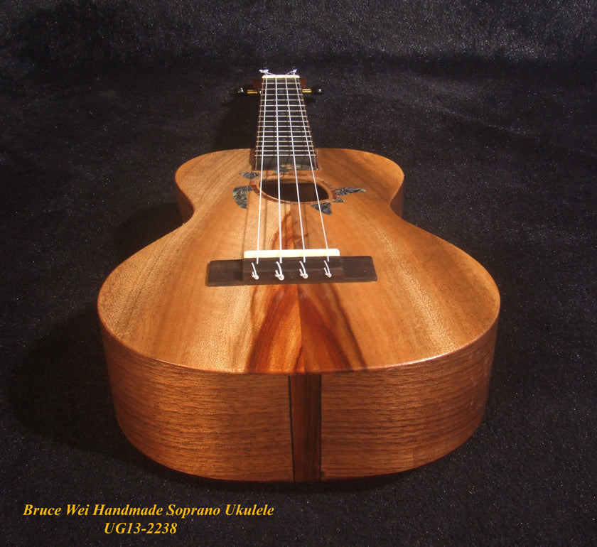 Handmade Soprano Ukulele, Solid Taiwania, Rosewood, Turtle Soundhole, Soft-bag, Bruce Wei UG13-2238