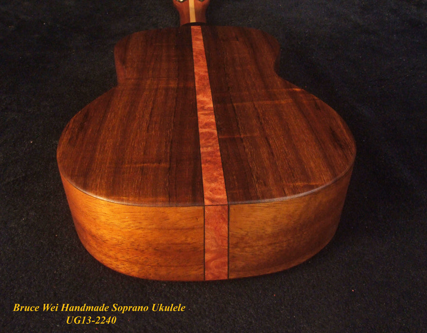 Handmade Solid Hawaiian Koa Soprano Ukulele, Angel, Dove Inlay, Soft-bag, Bruce Wei UG13-2240