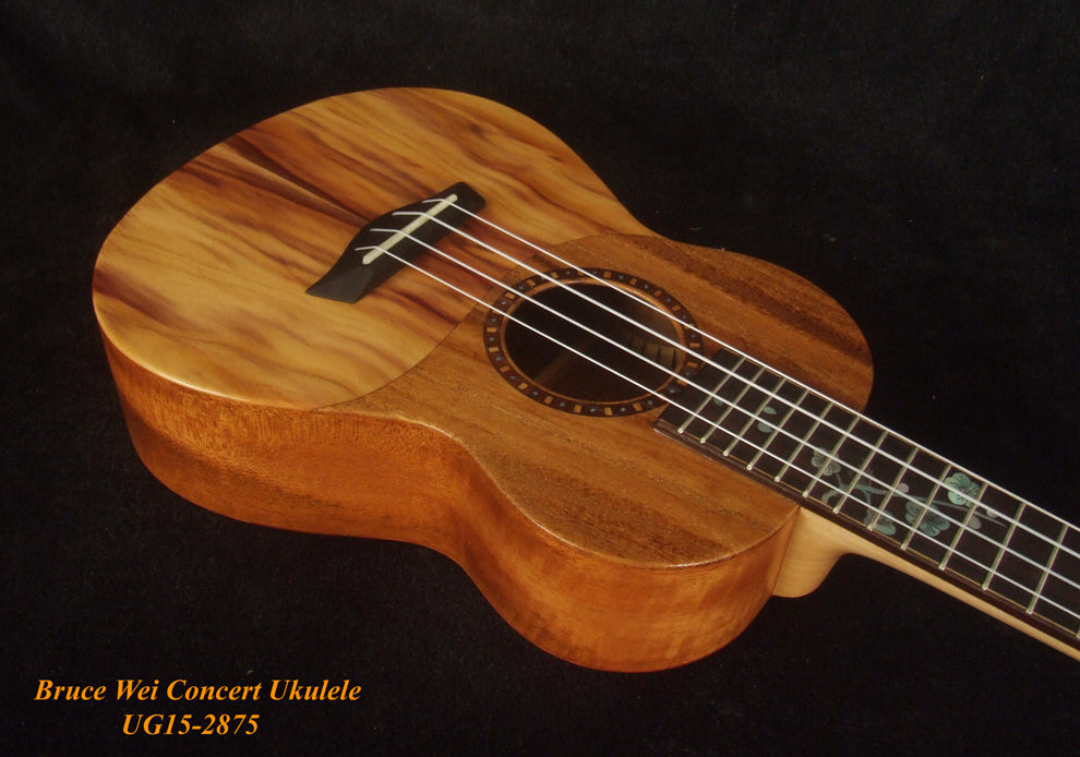 Handmade Concert Ukulele, Solid Taiwania, Pommele, TAIWAN Map, Soft-bag, Bruce Wei UG15-2875