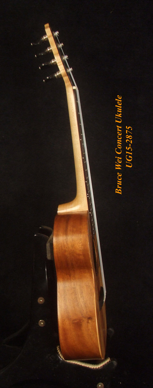 Handmade Concert Ukulele, Solid Taiwania, Pommele, TAIWAN Map, Soft-bag, Bruce Wei UG15-2875