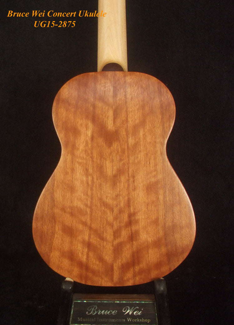 Handmade Concert Ukulele, Solid Taiwania, Pommele, TAIWAN Map, Soft-bag, Bruce Wei UG15-2875