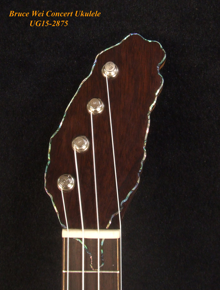Handmade Concert Ukulele, Solid Taiwania, Pommele, TAIWAN Map, Soft-bag, Bruce Wei UG15-2875