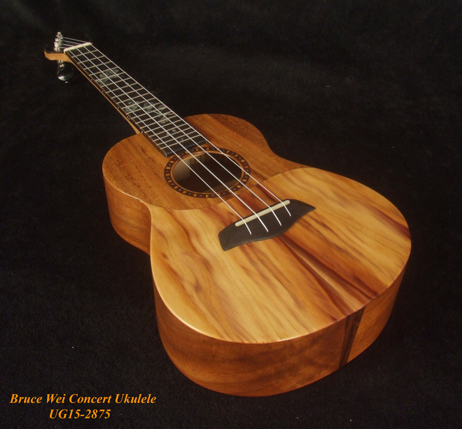 Handmade Concert Ukulele, Solid Taiwania, Pommele, TAIWAN Map, Soft-bag, Bruce Wei UG15-2875