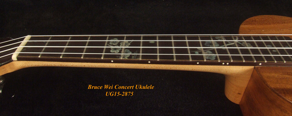 Handmade Concert Ukulele, Solid Taiwania, Pommele, TAIWAN Map, Soft-bag, Bruce Wei UG15-2875