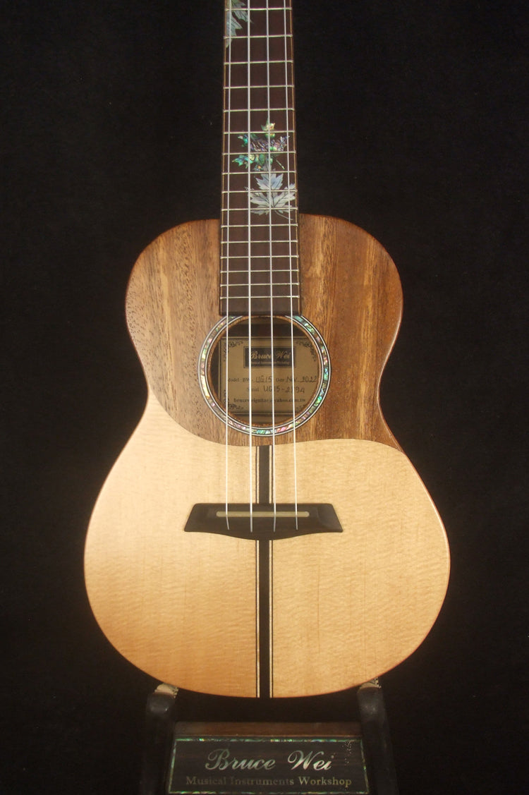 Handmade Concert Ukulele, Solid Ziricote & Spruce, Carved backboard, Soft-bag, Bruce Wei UG15-2894