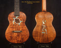 Handcrafted Concert Ukulele, Solid Curly Hawaiian Koa, Turtle, Koi Fish Inlay, Soft-bag, Bruce Wei UG15-2926