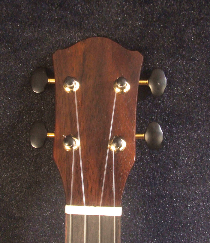 Handcrafted Concert Ukulele, Solid Curly Hawaiian Koa, Hibiscus Mop & Abalone Inlay, Soft-bag, Bruce Wei UG15-2928