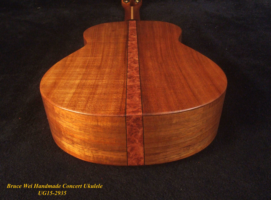 Handcrafted Concert Ukulele, Solid Hawaiian Koa, Mermaid Inlay, Soft-bag, Bruce Wei UG15-2935