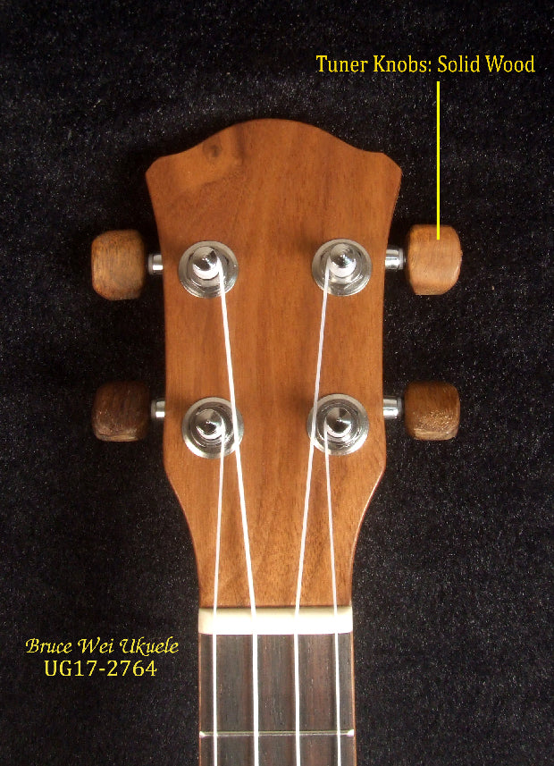 Handmade Tenor Ukulele, Solid Walnut, Bear Claw Spruce Top Tiger Inlay, Soft-bag, Bruce Wei UG17-2764