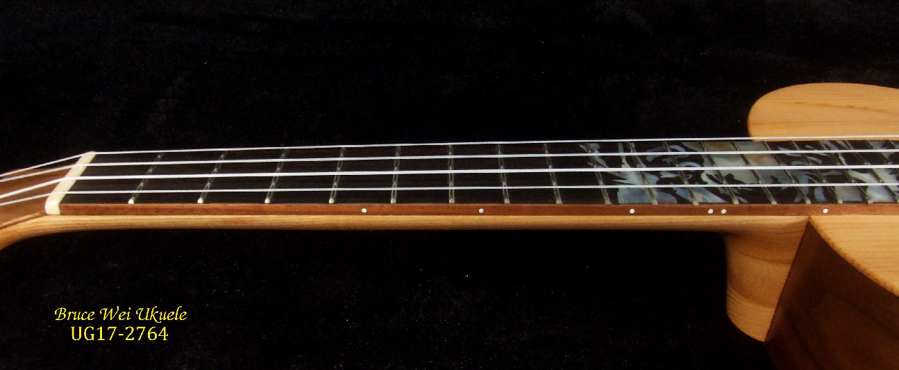 Handmade Tenor Ukulele, Solid Walnut, Bear Claw Spruce Top Tiger Inlay, Soft-bag, Bruce Wei UG17-2764